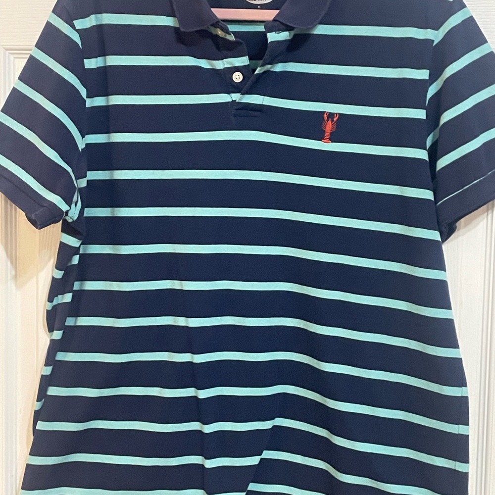 Striped Polo Shirt with Lobster Logo